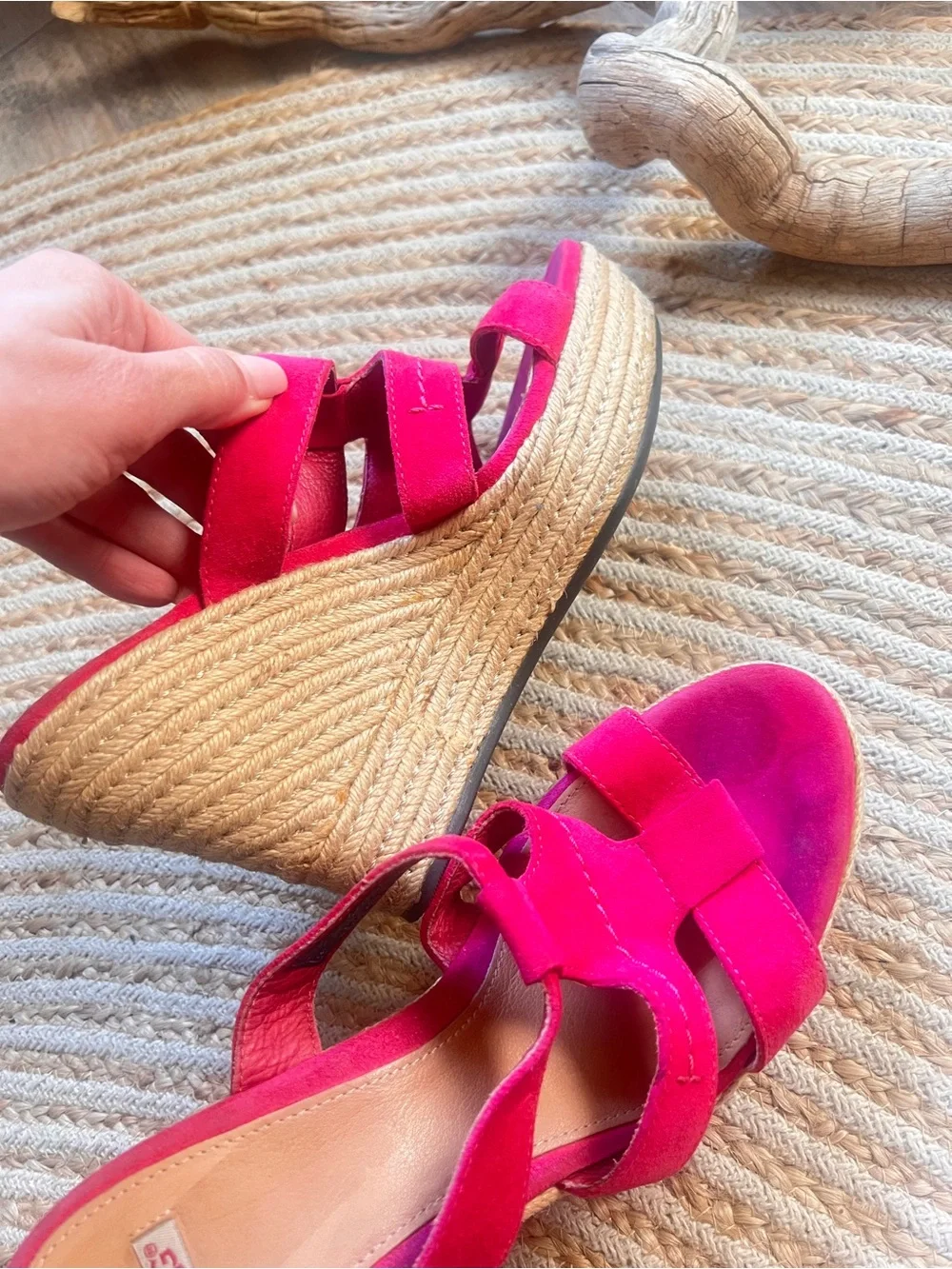 UGG Rare Pink Espadrille Wedge Sandals